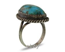 Navajo Ring 925 Silver Blue Turquoise Native American Artist C. 80's