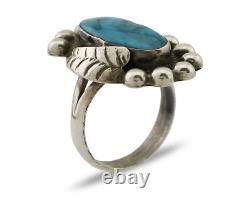 Navajo Ring 925 Silver Blue Turquoise Native American Artist C. 80's