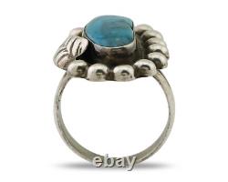 Navajo Ring 925 Silver Blue Turquoise Native American Artist C. 80's