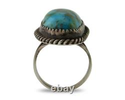 Navajo Ring 925 Silver Blue Turquoise Native American Artist C. 80's
