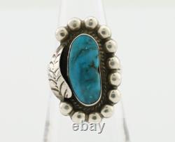 Navajo Ring 925 Silver Blue Turquoise Native American Artist C. 80's