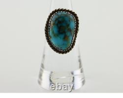 Navajo Ring 925 Silver Blue Turquoise Native American Artist C. 80's