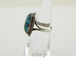 Navajo Ring 925 Silver Blue Turquoise Native American Artist C. 80's