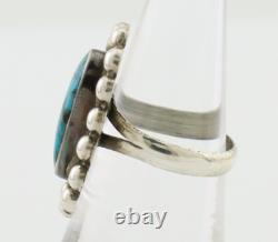 Navajo Ring 925 Silver Blue Turquoise Native American Artist C. 80's