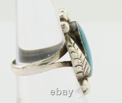 Navajo Ring 925 Silver Blue Turquoise Native American Artist C. 80's
