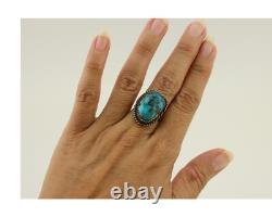 Navajo Ring 925 Silver Blue Turquoise Native American Artist C. 80's