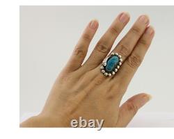 Navajo Ring 925 Silver Blue Turquoise Native American Artist C. 80's