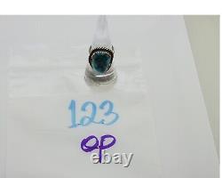 Navajo Ring 925 Silver Blue Turquoise Native American Artist C. 80's