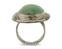 Navajo Ring 925 Silver Green Turquoise Native American Artist C. 80's