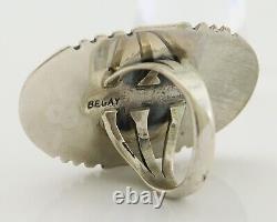 Navajo Ring 925 Silver Green Turquoise Native American Artist C. 80's