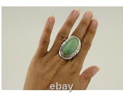 Navajo Ring 925 Silver Green Turquoise Native American Artist C. 80's