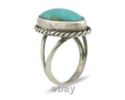 Navajo Ring 925 Silver Kingman Turquoise Artist Native American Signed C. 80's