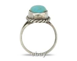 Navajo Ring 925 Silver Kingman Turquoise Artist Native American Signed C. 80's