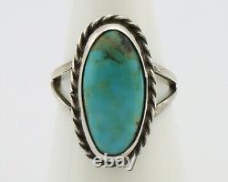 Navajo Ring 925 Silver Kingman Turquoise Artist Native American Signed C. 80's