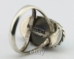 Navajo Ring 925 Silver Kingman Turquoise Artist Native American Signed C. 80's