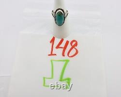 Navajo Ring 925 Silver Kingman Turquoise Artist Native American Signed C. 80's