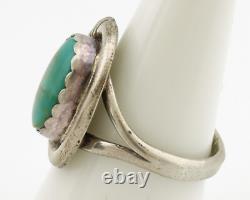 Navajo Ring. 925 Silver Kingman Turquoise Native American Artist C. 1980's