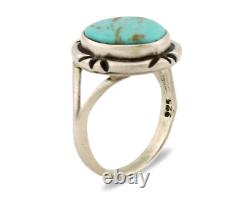 Navajo Ring. 925 Silver Kingman Turquoise Native American Artist C. 1980s