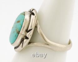 Navajo Ring. 925 Silver Kingman Turquoise Native American Artist C. 1980s
