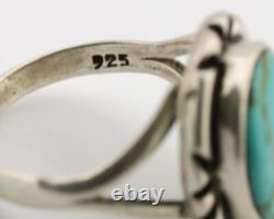 Navajo Ring. 925 Silver Kingman Turquoise Native American Artist C. 1980s