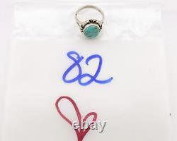 Navajo Ring. 925 Silver Kingman Turquoise Native American Artist C. 1980s