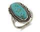 Navajo Ring. 925 Silver Kingman Turquoise Native American Artist C. 80's