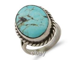 Navajo Ring 925 Silver Kingman Turquoise Native American Artist C. 80's