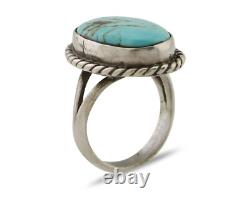 Navajo Ring 925 Silver Kingman Turquoise Native American Artist C. 80's