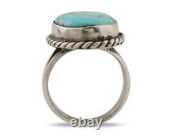 Navajo Ring 925 Silver Kingman Turquoise Native American Artist C. 80's