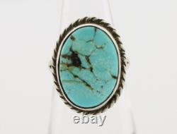 Navajo Ring 925 Silver Kingman Turquoise Native American Artist C. 80's