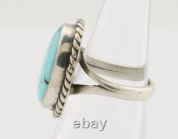 Navajo Ring 925 Silver Kingman Turquoise Native American Artist C. 80's