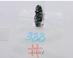 Navajo Ring 925 Silver Kingman Turquoise Native American Artist C. 80's