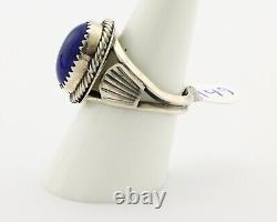 Navajo Ring 925 Silver Lapis Hand Stamped Native American Artist C. 80's