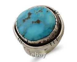 Navajo Ring 925 Silver Morenci Tuquoise Native American Artist C. 80's