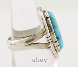 Navajo Ring 925 Silver Morenci Tuquoise Native American Artist C. 80's