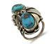 Navajo Ring 925 Silver Morenci Turquoise Native American Artist C. 80's