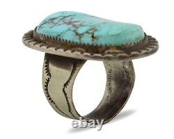 Navajo Ring 925 Silver Morenci Turquoise Native American Artist C. 80's