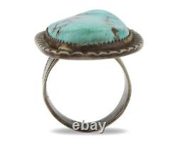 Navajo Ring 925 Silver Morenci Turquoise Native American Artist C. 80's
