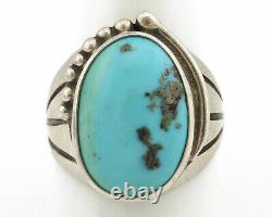 Navajo Ring. 925 Silver Morenci Turquoise Native American Artist C. 80's