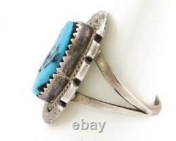 Navajo Ring 925 Silver Morenci Turquoise Native American Artist C. 80's