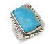 Navajo Ring 925 Silver Natural Blue Gem Turquoise Native American Artist C. 80's