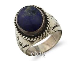 Navajo Ring 925 Silver Natural Blue Lapis Lazuli Native American Artist C. 80's