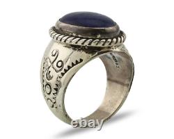 Navajo Ring 925 Silver Natural Blue Lapis Lazuli Native American Artist C. 80's