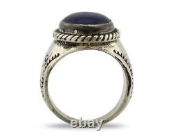 Navajo Ring 925 Silver Natural Blue Lapis Lazuli Native American Artist C. 80's