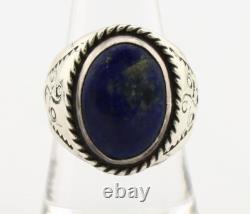 Navajo Ring 925 Silver Natural Blue Lapis Lazuli Native American Artist C. 80's