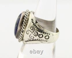 Navajo Ring 925 Silver Natural Blue Lapis Lazuli Native American Artist C. 80's