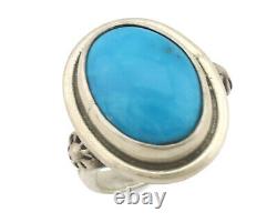 Navajo Ring. 925 Silver Natural Blue Turquoise Native American Artist C. 1980's