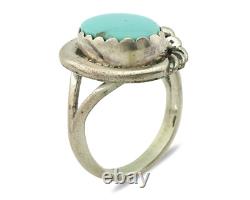 Navajo Ring. 925 Silver Natural Blue Turquoise Native American Artist C. 1980's