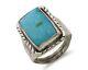 Navajo Ring 925 Silver Natural Blue Turquoise Native American Artist C. 80's