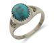 Navajo Ring 925 Silver Natural Blue Turquoise Native American Artist C. 80's